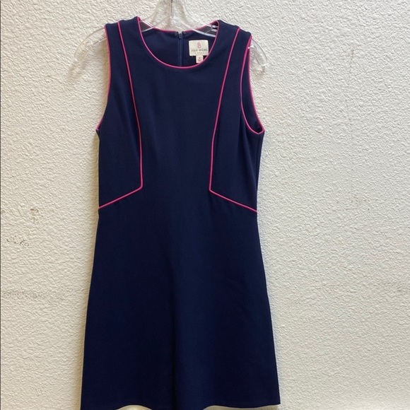 Julie Brown Navy Dress with Pink Trim - Picture 1 of 6